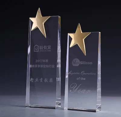 Customized K9 Crystal Trophy Star Decorative Glass Awardnnual Meeting Awards Music Crystal Trophy for Champion Drop