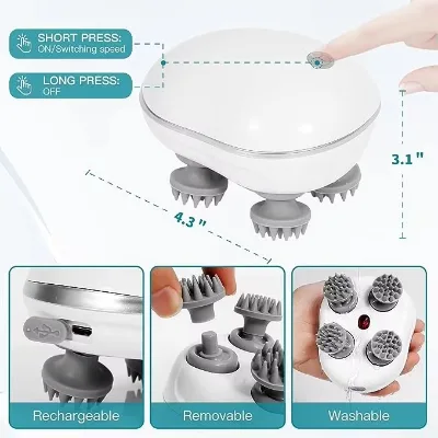 2026 Upgraded Handheld Pet Massager with 4 Rotatable Massage Heads Three Modes Electric Massager for Dog Cat