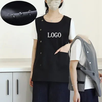 New Design Custom Logo Cleaning Breathable Canvas Waterproof Barber Hairdressing Unisex Vest Velcro Double Sided Salon Apron