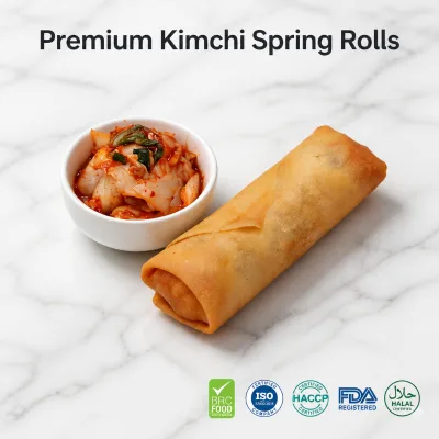 Hot Sale OEM Frozen Kimchi Spring Rolls Factory Direct Supply High Quality Spicy Crispy Fried Spring Roll for Party