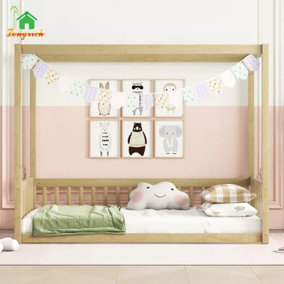 Natural Wood Safety Baby Product Baby Crib Bed with Slats Kids House Bed European Baby Furniture Wood Beds