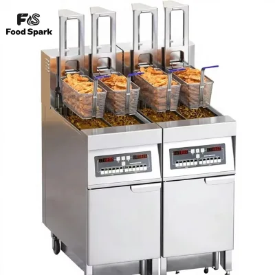 Large Capacity Electric Frying Pot with Automatic Oil Filtering Lifting Baskets Commercial Deep Fryer for French Fries