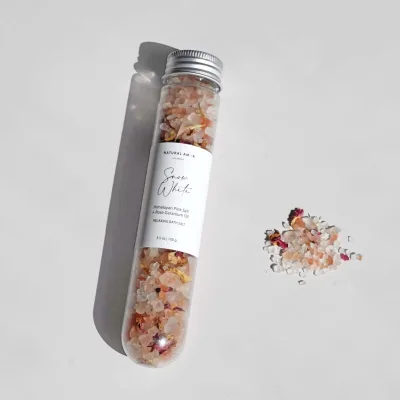Natural Himalayan Mineral-Rich Exfoliating Sea Salt Bath & Foot Soak (Rose Chamomile Lavender & Peppermint) 100g Set