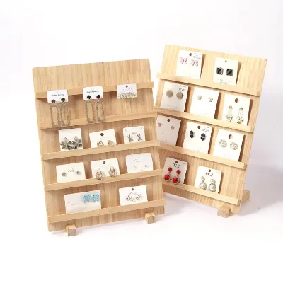 4 Tier Large Capacity Wood Display Stand for Earrings Vendors Ornament Stickers Retail Shelving for Craft Fairs & Showcases