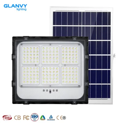 200W Solar Floodlight IP65 Waterproof ABS Remote Control Dusk to Dawn Timer Split Panel Outdoor LED Yard Driveway Security Light