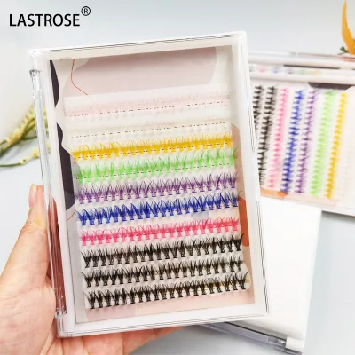 Colors Individual Lashes Cluster Heat Bonded Premade Volume Fans Knot Free Color Lashes Diy Eyelash Extension
