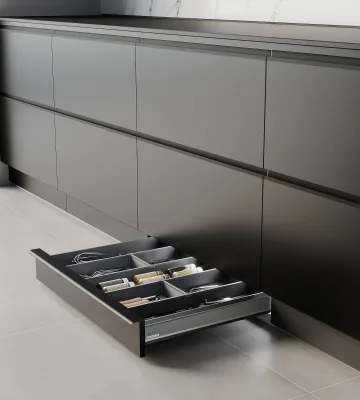 Goldmine Factory Aluminum Alloy Tableware Rack Dual Layer Pull Out Storage Durable Shallow Toe Kick Drawer