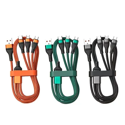 Universal 100W 6A USB Data Charger Cable 3in 1 Fast Charging Data Cable 3 in 1 1.2M USB Cables