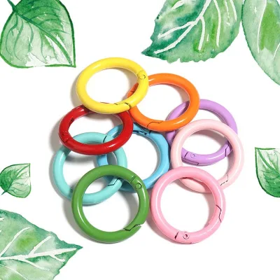 Metal Key Ring Clasps Colorful Open-End Jump Rings Baked-Finish Spring-Loaded DIY Jewelry for Keychain
