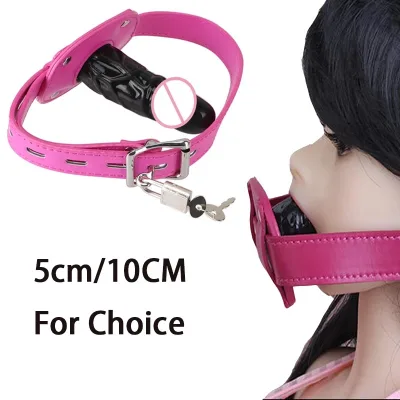 Silicone Penis Plug Dildos Open Mouth Gag With Locking Buckles Leather Harness Bondage BDSM Sex Toys for Couple Adult Sex Game
