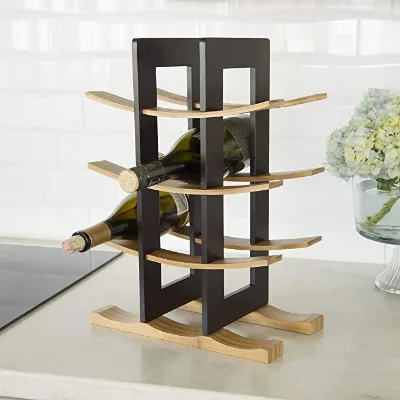 Bamboo Standing Type 3-Tier Non-Folding Wine Rack for Kitchen