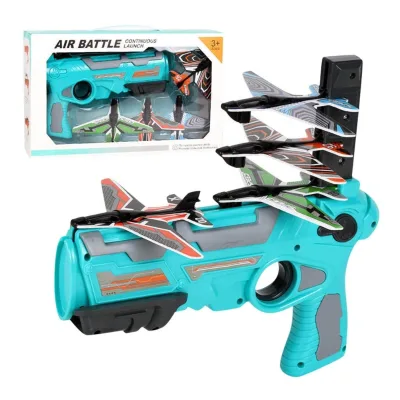 Novelty Children Outdoor Shooting Gun Toy Catapult Gliding Plane Aircraft Automatic Bullet Reloading Safety Gun Toy for Kid