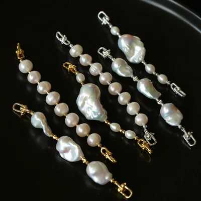 Aimgal Irregular Baroque Freshwater Pearl All-Match Universal Extender 18K Gold-Plated Brass DIY Necklace Backpack Strap
