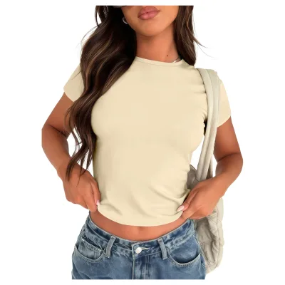 Friendly Clothes 100% Polyester Womens Baby Tee Women Crop Top With Custom Print Logo Tshirt for Slim Fit T Shirt OEM
