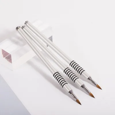 Customize logo 3d Nylon Hair Nail Art Brush 4 or 5 Sculpture Best Quality Aluminum Brown Hair Color