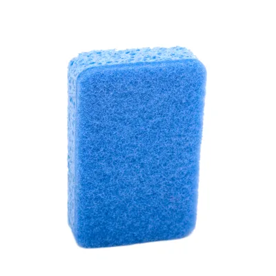 Compressed cellulose wood pulp dish washing sponge reusable in the kitchen with scouring pad and support for customized logo