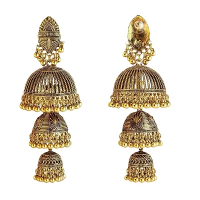 Indian Jhumka Earrings for Women Ethnic Retro Gold Color Lantern Dangle Earring Boho Style Gipsy Jewelry Gift Accessories