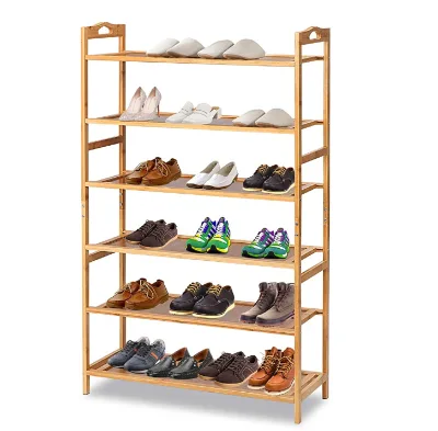 2026 Bamboo Shoe Rack 6 Tier Shoe Shelf Closets Storage Organizer Shelves Bamboo Color for Entryway Closet Living Room