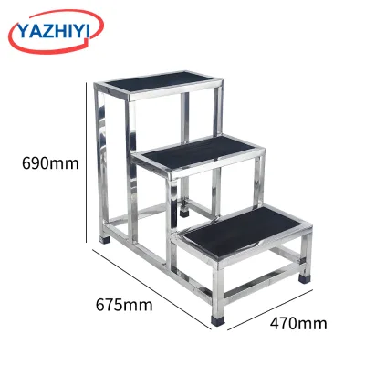 YAZHIYI Modern Non-Slip 3-Tier 3-Step Stainless Steel Stool with Non-Slip Mat for Elderly 400kg Capacity Home & Hospital Use