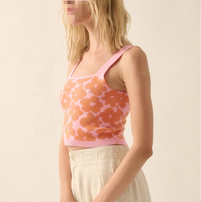 2025 Summer European & American Style Jacquard Knitted Halter Top