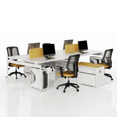 Modular Modern Panel Workstation Cubicle Office Desk with Wooden 4-Person Private Office Furniture