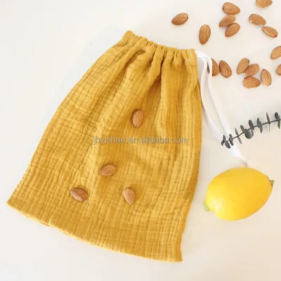 Factory Price Soft Cotton Gauze Drawstring Sweatshirts Storage Bags With Logo for Packaging Pajamas
