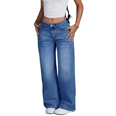 Practical Hot Sale Quality Assurance European American Women Washed Denim Long Pants for Casual Daily Wear