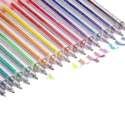 Metallic Rubber Gel Pen 1.0mm Multi-Colored Liquid Glitter Iridescent for Adult Coloring Doodling Scrapbooking Card Making