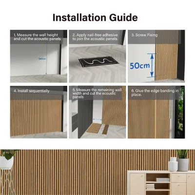 Panel Acustico Decorative Wood Slat Sound Acoustic Wall Panel with Recycled PET Felt for Sustainable Interior Design