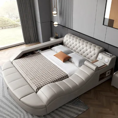 Multifunctional Massage Intelligent Double Bed with Storage Massage Function with Speaker USB