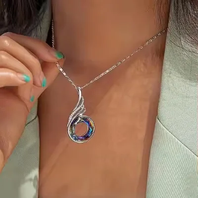 Women's Fashion Pendant Necklace Rise Austrian Crystals Lucky Renewal Symbol Gifted Jewelry