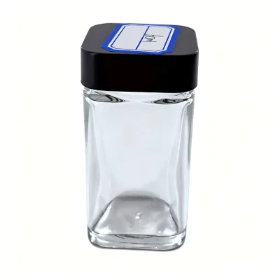 1oz 2oz 3oz Custom Spray Color Glass Square Jar With CR Plastic Colorful Lid