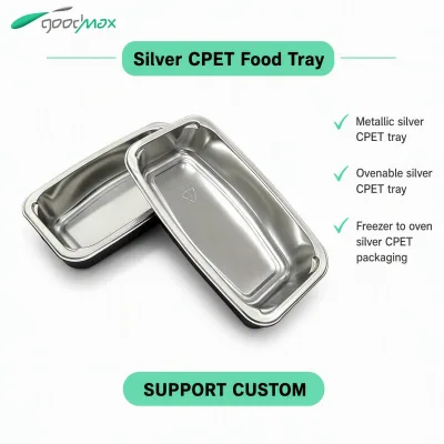 Food-grade Ovenable Silver CPET Tray Frozen Meat Food Packaging Container