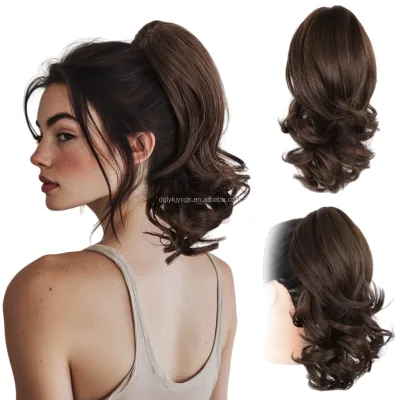 Synthetic High Temperature Fiber Curly Ponytail with Pre-Bonded Stick Waterfall Style 110g
