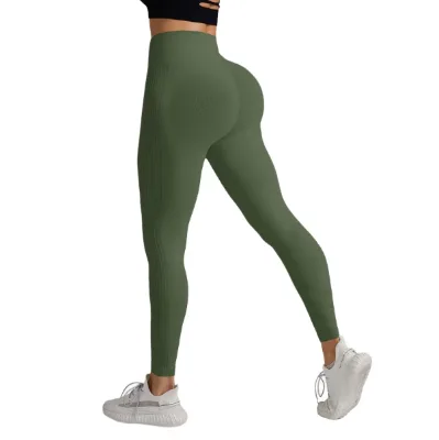 Women Solid Push up Booty High Waist Elastic Waist Yoga Workout Gym Tights Seamless Quick Dry Breathable Amplify Leggings