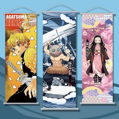 28 Styles Customizable Picture Wall Demon Kimetsu Kamado Nezuko Kanroji Hangable Wallscroll Flag Posters Anime Wall Scroll