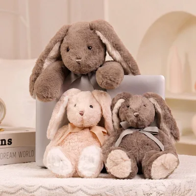Lovely Brown Pink Bunny Beige with Ribbon Perfect for Decoration Gift