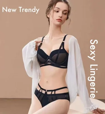 Comfort Women's Lace Bra and Panties Set - See Through & Hollow-out Sexy, Push-Up, Underwire, Thin Top and Thick Bottom