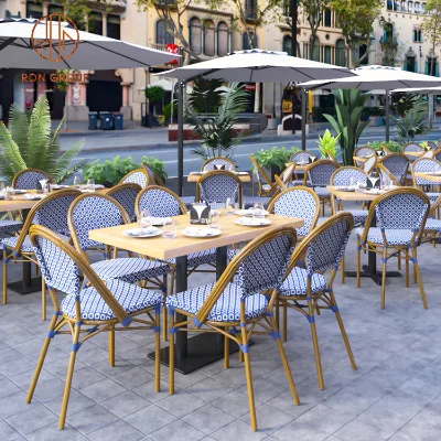 3D Design Commercial Restaurant Furniture Outdoor Garden Wooden Restaurant Fast Food Cafe Tables and Chairs Set