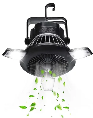 Camping Fans for Tents Rechargeable Tent Fans with Lights Solar Camp Fan Lantern with Hanging Hook Model FAN04