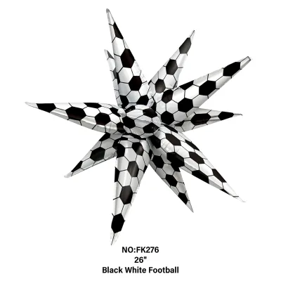 12 Spiked Star Foil Balloons Football Themed Birthday Christmas Party Decoration White Gold 26 Inch