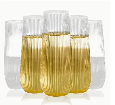 Elegant Stemless Rippled Champagne Flute for Party Gatherings Safe Reusable BPA Free