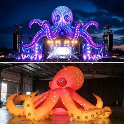 Advertising Decoration Octopus Inflatable with Oxford/PVC Material 3m/6m Sizes for Indoor/Outdoor Use