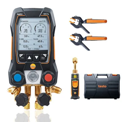 Testo 557s Smart Vacuum Kit Smart Digital Manifold with Wireless Vacuum and Clamp Temperature Probes