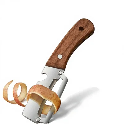 Bamboo Wood Flexible Premium Stainless Steel Blade Non-Slip Multifunctional Vegetable Peeler for Apple Potato Pumpkin