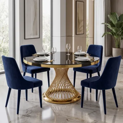 Luxury Golden Woven Pedestal Round Table, Glass Top For Hotel Banquet Wedding Event Restaurant