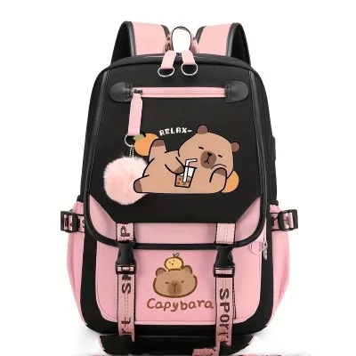 HY7 Kapibala Stylish School Backpack Large Capacity and Durable Lightweight for Junior High Primary Waterproof for Men and Women