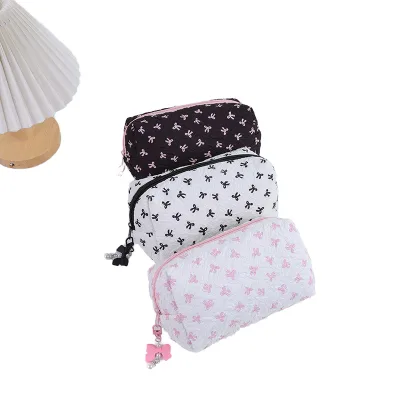 Minimalist Japanese Travel Instagram Style Cute Bow, Lightweight Storage, Toiletries, Large Capacity Skincare and Makeup Bags
