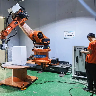 6 Axis Robot Cell for Foam and Wood Processing Statue Milling
