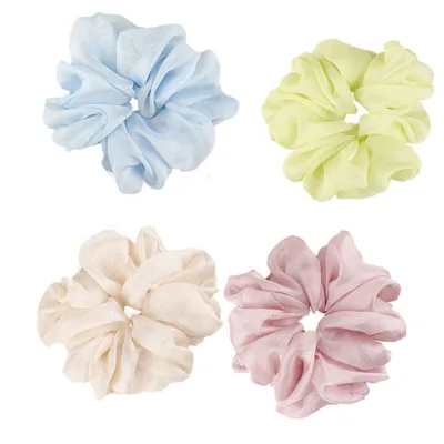 Large Scrunchie Large Chiffon Hair Loop Fashion Pure Color Large Intestine Hair Scrunchie for Women Girl Hair Accessories